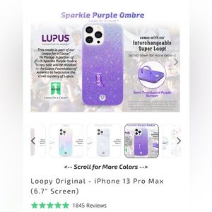 Loopy sparkle purple ombré case